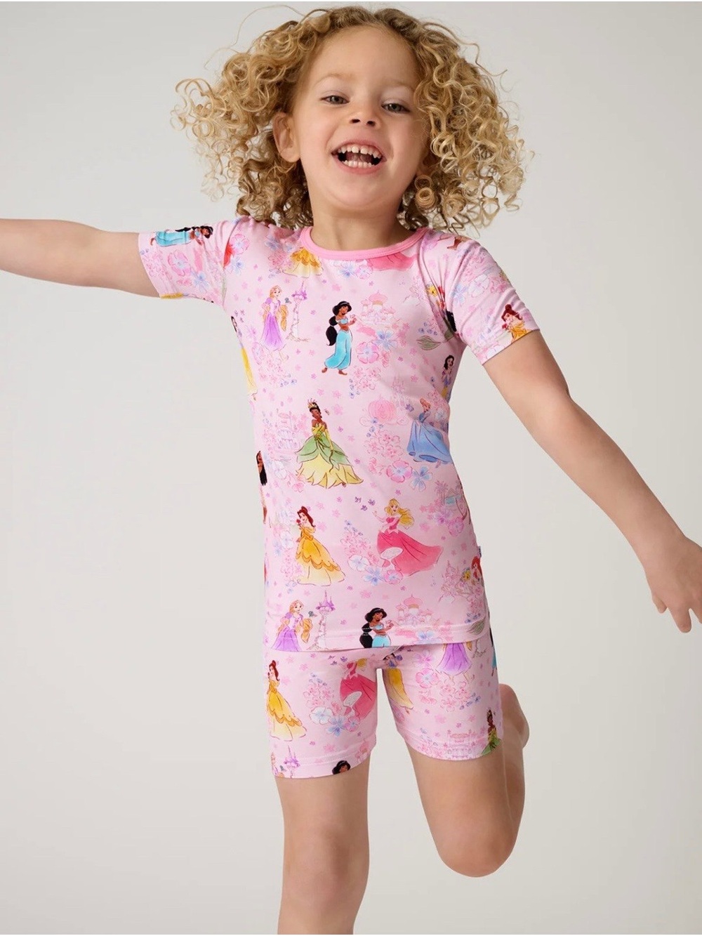 Little Sleepies Pink Disney Princess Short Sleeve Pajama Set